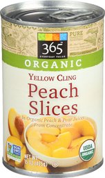 365 Everyday Value, Organic Yellow Cling Peach Slices in Organic Peach & Pear Juices from Concentrate, 15 oz