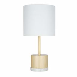 Amazon Brand – Rivet Scandinavian Real Blond-Wood Table Lamp with Marble Bottom, LED Bulb Included, 18.5