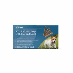 Marque Amazon - Solimo - Friandises pour chiens : agneau et riz , bâtons à mâcher sans artificiels ajoutés (32 pièces x 65 gr)