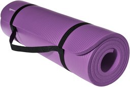 AmazonBasics Extra Thick Exercise Yoga Gym Floor Mat with Carrying Strap - 74 x 24 x .5 Inches, Purple