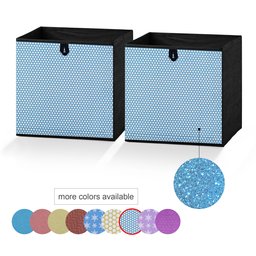 UMI Foldable Storage Cube Bins Container Drawer Organizer,10.5(W) x 10.5(D) x 11(H) inches (Glitter Blue Dot, Set of 2)