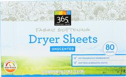 365 Everyday Value, Fabric Softening Dryer Sheets, Unscented, 80 ct