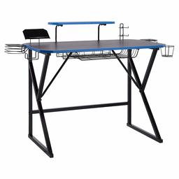 AmazonBasics Gaming Computer Desk with Storage for Controller, Headphone & Speaker - Blue