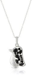 Rhodium Plated Sterling Silver Penguin Pendant Necklace, 18