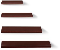 Amazon Brand - Solimo Floating Wall Shelf, Set of 4 (Matte Finish, Mahogany)