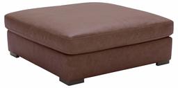 Amazon Brand – Stone & Beam Lauren Down Filled Oversized Leather Ottoman with Hardwood Frame, 46.5