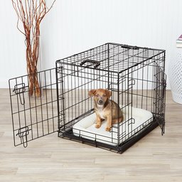 AmazonBasics Double-Door Dog Crate and Padded Bolster Bed - Small