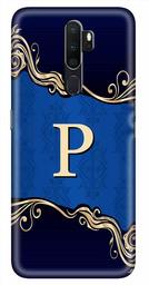 Amazon Brand - Solimo Designer Blue Pattern Alphabet-P 3D Printed Hard Back Case Mobile Cover for Oppo A9 (2020)