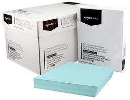 AmazonBasics 20lb 50 Percent PCW Recycled Blue Copy Paper 8.5 x 11 500 Sheets per Ream, 10 Reams per Carton