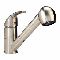 AmazonBasics Single-Handle Kitchen Pull Out Sprayer Faucet, Straight, Satin Nickel