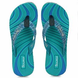 Bourge Women's Gallery-19 Sea Green and Navy Flip Flops-5 UK (37 EU) (6 US) (Gallery-19-05)