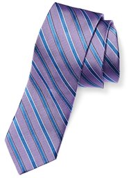 Buttoned Down 100% Silk Tie neckties, Light Purple/Blue Stripe, Regular