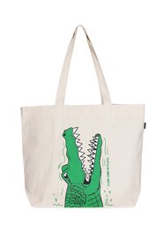 EONO Large Canvas Tote Bag Cotton Grocery Bags Reusable Eco-Friendly Shopping Bag for Women with Zippers - Printed Crocs - (Natural)| 0201B03