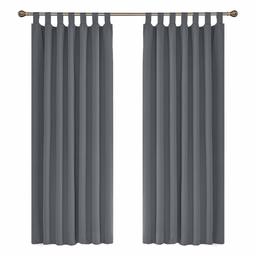 UMI by Amazon Tab Top Blackout Curtains Thermal Insulated Decorative Curtains 55 x 71 Inch Light Grey 2 Panels