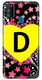 Amazon Brand - Solimo Designer Heart Pattern Alphabet-D 3D Printed Hard Back Case Mobile Cover for Samsung Galaxy M21 / M30s