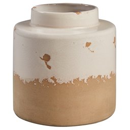 Amazon Brand – Stone & Beam Modern Farmhouse Milk Jug Stoneware Home Decor Flower Vase - 6.25 x 5.75 Inches, Cream and Clay