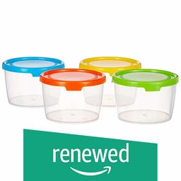 (Renewed) Amazon Brand - Solimo Plastic Storage Container Set, 300ml, Set of 4, Multicolour