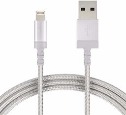 AmazonBasics Nylon Braided Lightning to USB A Cable, MFi Certified Apple iPhone Charger, Silver, 3-Foot