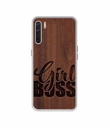 Amazon Brand - Solimo Designer Girl Boss On Wood UV Printed Soft Back Case Mobile Cover for Oppo A91