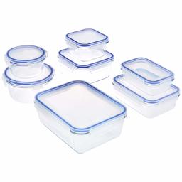 Amazon Brand - Solimo Rectangular Glass Storage Container Set, Set of 7, Transparent