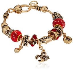 Scorpio Zodiac Sign Gold Tone Charm Bracelet