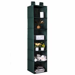 UMI. Essentials 6-Shelf stof opknoping planken organisator inklapbare kast opslag planken duurzame opslag rack pak voor kleding truien, zwart groen