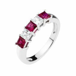 [Find] Amazon Collection Platinum Plated Sterling Silver kuriapurinsesukattokyu-bikkuzirukonia & Simulated Ruby 5 Stone Ring, Size 7 