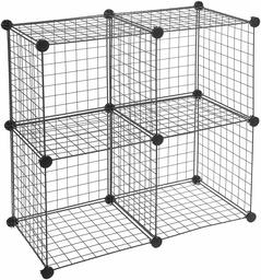 AmazonBasics 4 Cube Grid Wire Storage Shelves, Black