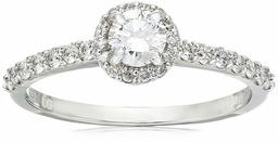 IGI Certified Lab Grown Diamond Halo Engagement Ring in 14k White Gold (1/2 CT.TW., I-J Color, SI1-SI2 Clarity), Size 5