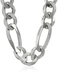 Men's Sterling Silver Italian 9.70mm Solid Figaro Link-Chain Necklace, 24