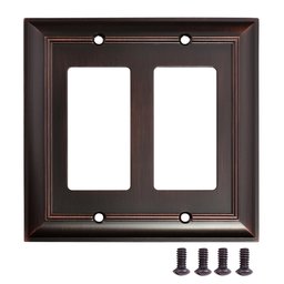 AmazonBasics AB-6003 Double Gang Wall Plate, 2, Oil Rubbed Bronze, 2 Pack