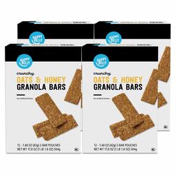 Amazon Brand - Happy Belly Crunchy Oats & Honey Granola Bars, 12 Count (Pack of 4)