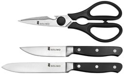 Amazon Brand - Solimo Premium High-Carbon Stainless Steel Detachable Kitchen Shears and 2 Kitchen Knife Set