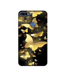 Amazon Brand - Solimo Designer Golden Butterfly Pattern 3D Printed Hard Back Case Mobile Cover for Huawei Honor 7A