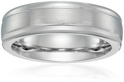 Cobalt 6mm Comfort-Fit Wedding Band with Satin Center and High Polish Round Edges, Size 14