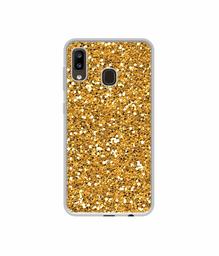 Amazon Brand - Solimo Designer Golden Sparkle UV Printed Soft Back Case Mobile Cover for Samsung Galaxy A20