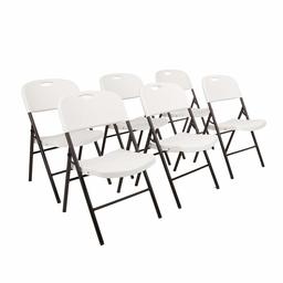 AmazonBasics Lot de 6 chaises en plastique pliantes, capacité de 157,5 kg, Blanc