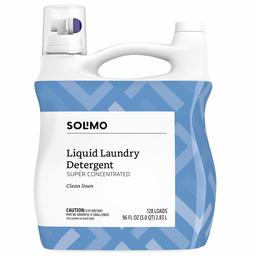 Amazon Brand - Solimo Concentrated Liquid Laundry Detergent, Clean Linen, 128 loads, 96 Fl Oz