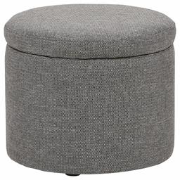 Rivet Madison Modern Round Lift-Top Storage Tray Ottoman Pouf, 19.7