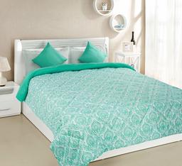 Amazon Brand - Solimo Valencia Microfibre Printed Comforter, Double, 200 GSM, Green