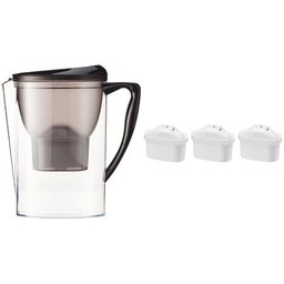 AmazonBasics Carafe filtrante 2,3 litres avec lot de 4 cartouches filtrantes (3 + 1 offerte), compatible carafes Brita Maxtra® (non compatible avec Maxtra+®)