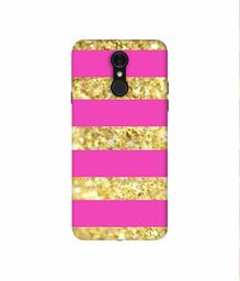 Amazon Brand - Solimo Designer Golden Stripes 3D Printed Hard Back Case Mobile Cover for LG Q7