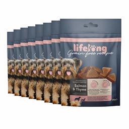 Marque Amazon - Lifelong - Friandises pour chiens, sans blé, avec mono-protéine,  avec saumon, carottes et thym (8 pack x 240gr)