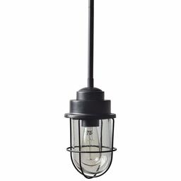 Amazon Brand – Stone & Beam Jordan Industrial Farmhouse Ceiling Single Pendant Cage Fixture With Light Bulb - 4.8 x 4.8 Inches, 10.75 x 58.75 Inch Cord, Black