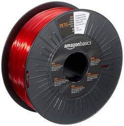 AmazonBasics - Filamento para impresora 3D,tereftalato de polietileno (PETG), 1,75 mm, cinta de 1 kg, rojo translúcido