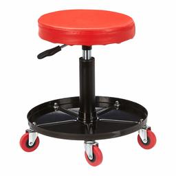 AmazonBasics Pneumatic Shop Stool, Garage Seat with 300-Pound Capacity - Red