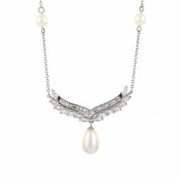 [Find] Amazon Collection Rhodium Plated suta-ringusiruba-kuriakyu-bikkuzirukonia and Freshwater Necklace pa-rudoroppunekkuresu jen01480 _ 110pe00jd00 