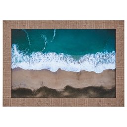 Amazon Brand – Rivet Modern Hawaiian Waves Print, Wood-Tone Frame, 30