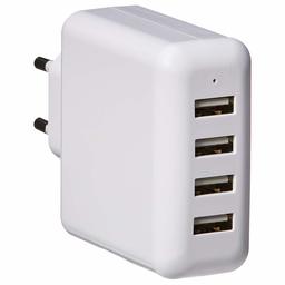 AmazonBasics - Carregador de parede de 4 portas USB de 4 portas, 40 W, branco