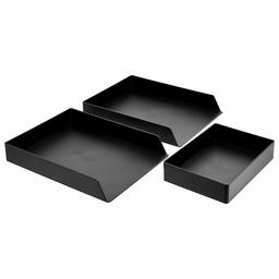 AmazonBasics Organizador de plástico, paquete de bandeja para cartas (paquete de 2) y bandeja para accesorios, negro